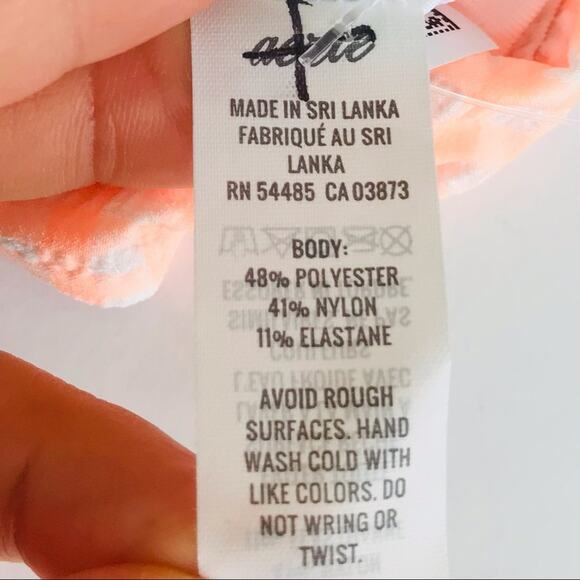 AERIE Seersucker Tie Scoop Bikini Top Orange - Picture 5 of 6